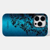 金属ターコイズブラッシュアルミニウムブラックレース2 C Case-Mate iPhoneケース (裏面 (横))