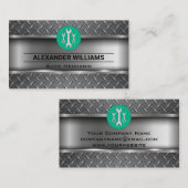 金属ダイヤモンド鋼 |レンチのロゴ |整備士 名刺 (正面/裏面)