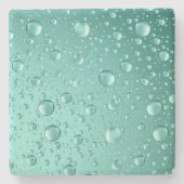金属ティール(緑がかった色) – グリーン抽象芸術雨滴 ストーンコースター (正面)