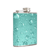 金属ティール(緑がかった色) – グリーン抽象芸術雨滴 フラスク (右)