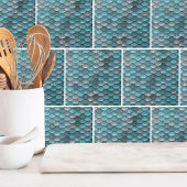 金属ティール(緑がかった色)パターン タイル