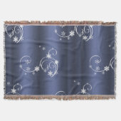 金属ティール(緑がかった色)、白い渦巻きクリスマス スローブランケット (正面)