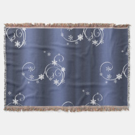 金属ティール（緑がかった色）、白い渦巻きクリスマス スローブランケット