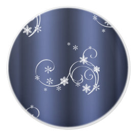 金属ティール（緑がかった色）、白い渦巻きクリスマス セラミックノブ