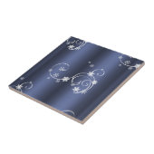 金属ティール(緑がかった色)、白い渦巻きクリスマス タイル (側面)