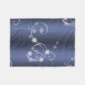 金属ティール(緑がかった色)、白い渦巻きクリスマス フリースブランケット (正面(横))