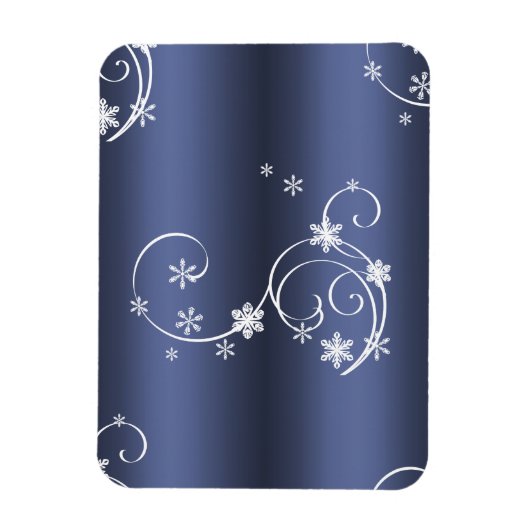 金属ティール(緑がかった色)、白い渦巻きクリスマス マグネット (縦)