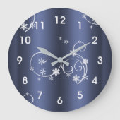 金属ティール(緑がかった色)、白い渦巻きクリスマス ラージ壁時計 (正面)