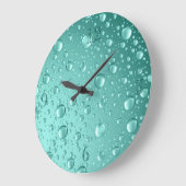 金属ティール(緑がかった色) – 緑の雨滴 ラージ壁時計 (傾斜)