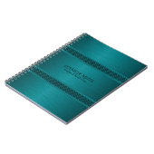 金属ティール(緑がかった色) – 緑ブラシ仕上げアルミルック ノートブック (左側)