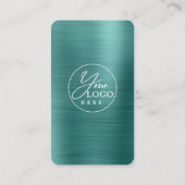 金属ティール(緑がかった色)Connect With UsソーシャルメディアQRコード 名刺 (裏面)