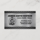 金属デザイン車の整備士自動修復 名刺 (正面)