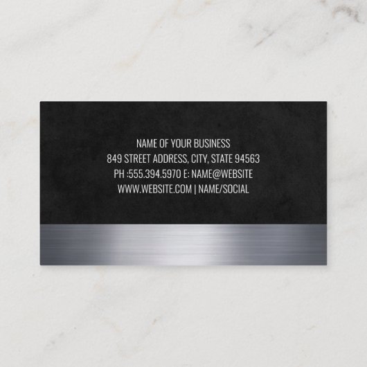 金属トリム |黒いテクスチャ 名刺 (裏面)