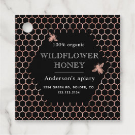 金属ハニカムバラ金ゴールドモノグラム蜂蜜びん フェイバータグ