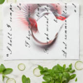 金属ハートとシェイクスピアのソネット18 キッチンタオル (折り畳み)