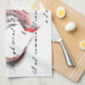 金属ハートとシェイクスピアのソネット18 キッチンタオル (四つ折り)