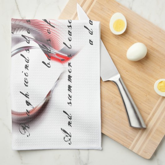 金属ハートとシェイクスピアのソネット18 キッチンタオル (四つ折り)