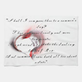 金属ハートとシェイクスピアのソネット18 キッチンタオル (横)