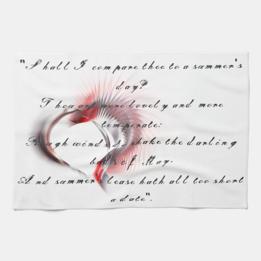 金属ハートとシェイクスピアのソネット18 キッチンタオル (横)