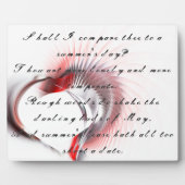 金属ハートとシェイクスピアのソネット18 フォトプラーク (正面)