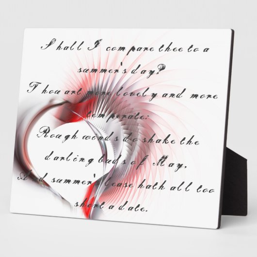金属ハートとシェイクスピアのソネット18 フォトプラーク (側面)