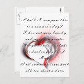 金属ハートとシェイクスピアのソネット18 ポストカード (正面/裏面)