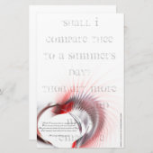 金属ハートとシェイクスピアのソネット18 便箋 (正面/裏面)