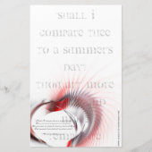 金属ハートとシェイクスピアのソネット18 便箋 (正面)