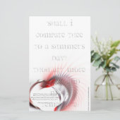 金属ハートとシェイクスピアのソネット18 便箋 (スタンド正面)