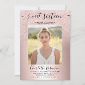 金属バラ金ゴールドグラデーショングリッター3枚Sweet 16 招待状 (正面)