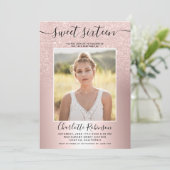 金属バラ金ゴールドグラデーショングリッター3枚Sweet 16 招待状 (スタンド正面)