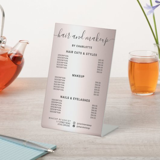 金属バラ金ゴールドグラデーションヘア化粧サロン価格 台座サイン (インサイチュ)