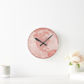 金属バラ金ゴールドグリッターピンクマーブルグローブ ラウンド壁時計 (ホーム)