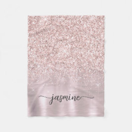 金属バラ金ゴールドグリッターモノグラム名 フリースブランケット