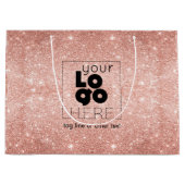 金属バラ金ゴールドグリッターロゴ紙ショッピングバッグ ラージペーパーバッグ (正面)