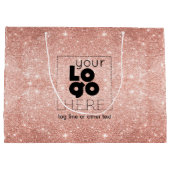 金属バラ金ゴールドグリッターロゴ紙ショッピングバッグ ラージペーパーバッグ (裏面)