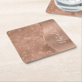 金属バラ金ゴールドグリッター パーソナライズされた スクエアペーパーコースター (アングル)