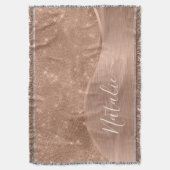 金属バラ金ゴールドグリッター パーソナライズされた スローブランケット (正面縦)