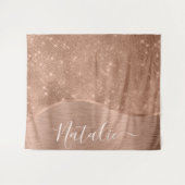 金属バラ金ゴールドグリッター パーソナライズされた タペストリー (正面(横))