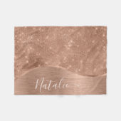 金属バラ金ゴールドグリッター パーソナライズされた フリースブランケット (正面(横))