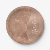 金属バラ金ゴールドグリッター パーソナライズされた ペーパープレート (正面)