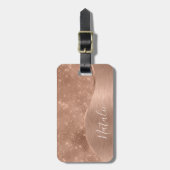金属バラ金ゴールドグリッター パーソナライズされた ラゲッジタグ (正面縦)
