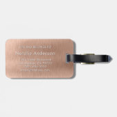 金属バラ金ゴールドグリッター パーソナライズされた ラゲッジタグ (裏面横)