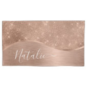 金属バラ金ゴールドグリッター パーソナライズされた 枕カバー (正面)