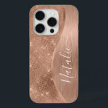 金属バラ金ゴールドグリッター パーソナライズされた iPhone 15 PROケース<br><div class="desc">簡単にパーソナライズこのバラ金ゴールドブラシ付きメタルとグラマフェイクラスなグリッターの電話ケースを自分の名前をカスタムするでパターン（の模様が）ある。</div>