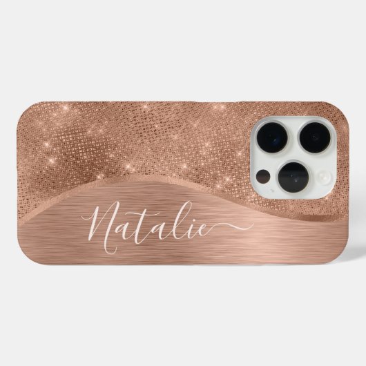 金属バラ金ゴールドグリッター パーソナライズされた Case-Mate iPhoneケース (裏面 (横))