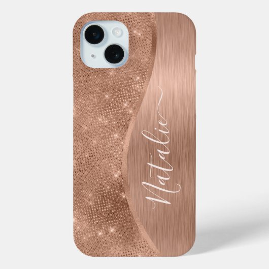 金属バラ金ゴールドグリッター パーソナライズされた Case-Mate iPhoneケース (裏面)