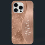 金属バラ金ゴールドグリッター パーソナライズされた iPhone 15 PRO MAXケース<br><div class="desc">簡単にパーソナライズこのバラ金ゴールドブラシ付きメタルとグラマフェイクラスなグリッターの電話ケースを自分の名前をカスタムするでパターン（の模様が）ある。</div>
