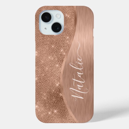 金属バラ金ゴールドグリッター パーソナライズされた Case-Mate iPhoneケース (裏面)