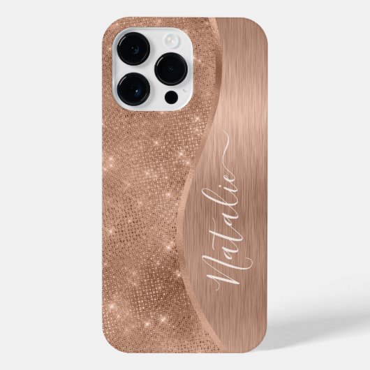 金属バラ金ゴールドグリッター パーソナライズされた iPhoneケース (裏面)